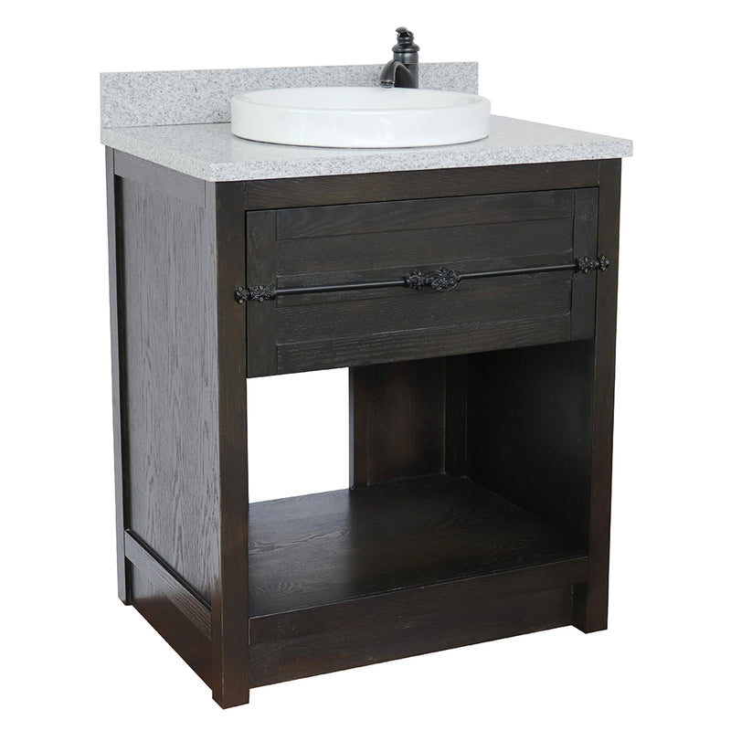 Bellaterra 31" Single Vanity" Brown Ash Finish Top With Gray Granite And Round Sink 400101-BA-GYRD