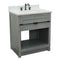 Bellaterra 31" Single Vanity" Gray Ash Finish Top With White Quartz And Rectangle Sink 400101-GYA-WER