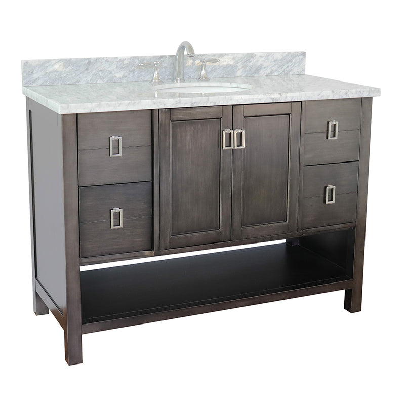 Bellaterra 49" Single Vanity" Silvery Brown Finish Top With White Carrara And Oval Sink 400300-SB-WMO