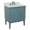 Bellaterra 31" Single Vanity" Aqua Blue Finish Top With White Quartz And Oval Sink 400400-AB-WEO