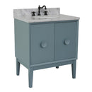 Bellaterra 31" Single Vanity" Aqua Blue Finish Top With White Carrara And Oval Sink 400400-AB-WMO