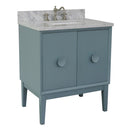 Bellaterra 31" Single Vanity" Aqua Blue Finish Top With White Carrara And Rectangle Sink 400400-AB-WMR