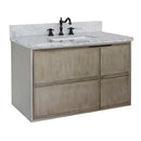 Bellaterra 37" Single Wall Mount Vanity" Linen Brown Finish Top With White Carrara And Rectangle Sink 400500-CAB-LN-WMR