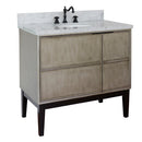 Bellaterra 37" Single Vanity" Linen Brown Finish Top With White Carrara And Oval Sink 400500-LN-WMO