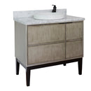 Bellaterra 37" Single Vanity" Linen Brown Finish Top With White Carrara And Round Sink 400500-LN-WMRD