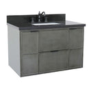 Bellaterra 37" Single Wall Mount Vanity" Linen Gray Finish Top With Black Galaxy And Rectangle Sink 400501-CAB-LY-BGR