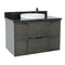 Bellaterra 37" Single Wall Mount Vanity" Linen Gray Finish Top With Black Galaxy And Round Sink 400501-CAB-LY-BGRD