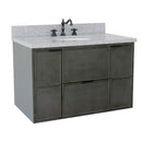 Bellaterra 37" Single Wall Mount Vanity" Linen Gray Finish Top With Gray Granite And Oval Sink 400501-CAB-LY-GYO