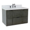 Bellaterra 37" Single Wall Mount Vanity" Linen Gray Finish Top With White Quartz And Rectangle Sink 400501-CAB-LY-WER