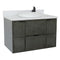 Bellaterra 37" Single Wall Mount Vanity" Linen Gray Finish Top With White Quartz And Round Sink 400501-CAB-LY-WERD