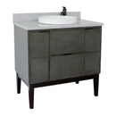 Bellaterra 37" Single Vanity" Linen Gray Finish Top With Gray Granite And Round Sink 400501-LY-GYRD