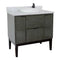 Bellaterra 37" Single Vanity" Linen Gray Finish Top With White Carrara And Round Sink 400501-LY-WMRD