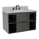 Bellaterra 37" Single Wall Mount Vanity" Linen Gray Finish Top With Gray Granite And Rectangle Sink 400502-CAB-LY-GYR