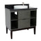 Bellaterra 37" Single Vanity" Linen Gray Finish Top With Black Galaxy And Round Sink 400502-LY-BGRD