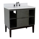 Bellaterra 37" Single Vanity" Linen Gray Finish Top With White Quartz And Oval Sink 400502-LY-WEO