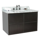 Bellaterra 37" Single Wall Mount Vanity" Cappuccino Finish Top With White Carrara And Rectangle Sink 400503-CAB-CP-WMR