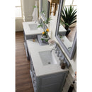 James Martin De Soto 82" Double Vanity Set Silver Gray with Makeup Table 3 cm Classic White Quartz Top 825-V82-SL-DU-CLW