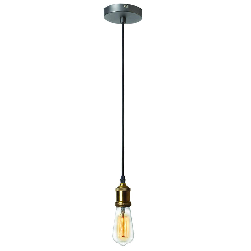 Dainolite 1 Light  Pendant Vintage Steel & Antique Brass 409-42P-VS