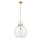 Newton Sphere Pendant shown in the Brushed Brass finish with a Clear shade