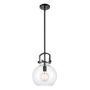 Newton Sphere Mini Pendant shown in the Matte Black finish with a Clear shade