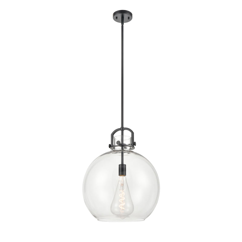 Newton Sphere Pendant shown in the Matte Black finish with a Clear shade