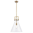 Newton Cone Pendant shown in the Brushed Brass finish with a Clear shade