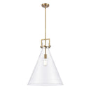 Newton Cone Pendant shown in the Brushed Brass finish with a Clear shade