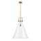 Newton Cone Pendant shown in the Brushed Brass finish with a Clear shade