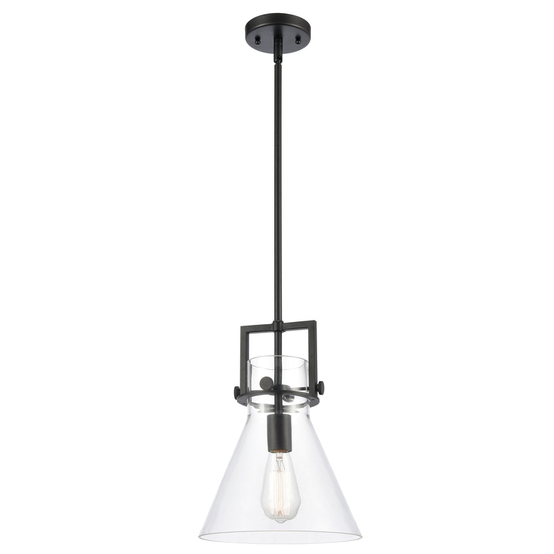 Newton Cone Mini Pendant shown in the Matte Black finish with a Clear shade