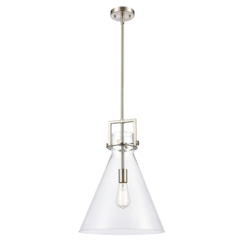 Newton Cone Pendant shown in the Brushed Satin Nickel finish with a Clear shade