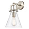 Newton Cone Sconce shown in the Brushed Satin Nickel finish with a Clear shade