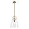 Newton Bell Mini Pendant shown in the Brushed Brass finish with a Clear shade