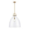 Newton Bell Pendant shown in the Brushed Brass finish with a Clear shade