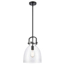 Newton Bell Mini Pendant shown in the Matte Black finish with a Clear shade