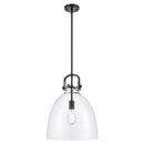 Newton Bell Pendant shown in the Matte Black finish with a Clear shade