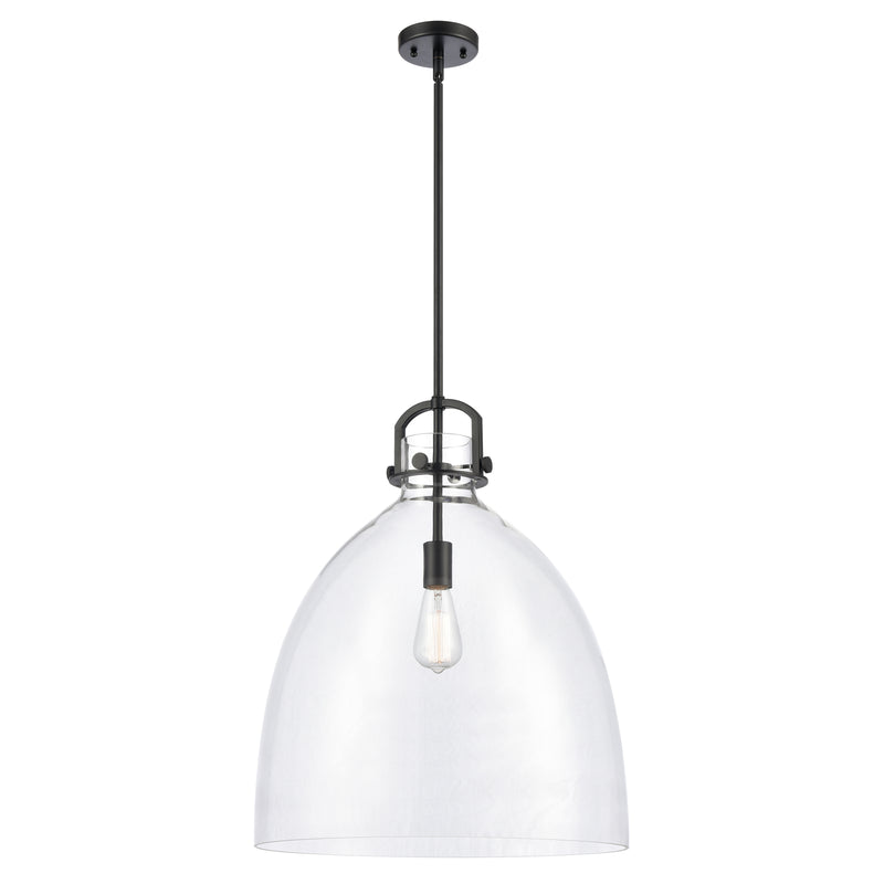 Newton Bell Pendant shown in the Matte Black finish with a Clear shade