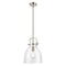 Newton Bell Mini Pendant shown in the Brushed Satin Nickel finish with a Clear shade