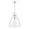 Newton Bell Pendant shown in the Brushed Satin Nickel finish with a Clear shade