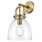 Newton Bell Sconce shown in the Brushed Brass finish with a Clear shade