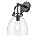 Newton Bell Sconce shown in the Matte Black finish with a Clear shade