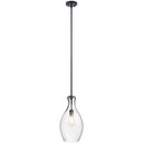 Kichler Everly17.75" 1 Light Hour Glass Pendant Clear Glass Black 42047BK