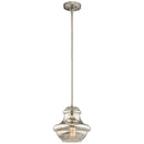 Kichler Everly 9.25" 1 Light Mini Schoolhouse Pendant Mercury Glass Brushed Nickel 42167NIMER