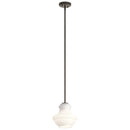 Kichler Everly 9.25" 1 Light Mini Schoolhouse Pendant Satin Etched Cased Opal Glass Olde Bronze 42167OZWH