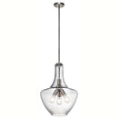 Kichler Everly 22.75" 3 Light Bell Pendant Clear Seeded Glass Brushed Nickel 42190NI