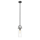 Pilaster Mini Pendant shown in the Matte Black finish with a Clear shade