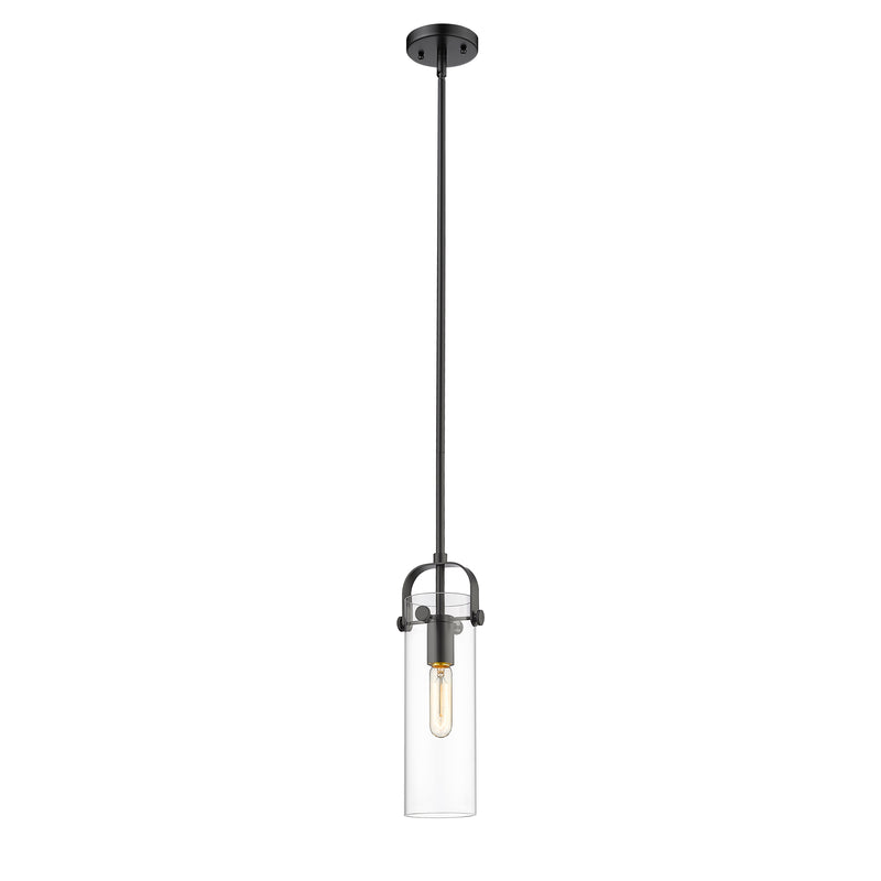 Pilaster Mini Pendant shown in the Matte Black finish with a Clear shade