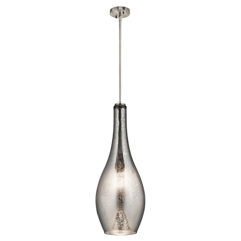 Kichler Everly 29.5" 1 Light Teardrop Pendant Mercury Glass Brushed Nickel 42475NIMER