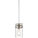 Kichler Brinley 7.75" 1 Light Mini Pendant with Clear Glass Brushed Nickel 42878NI