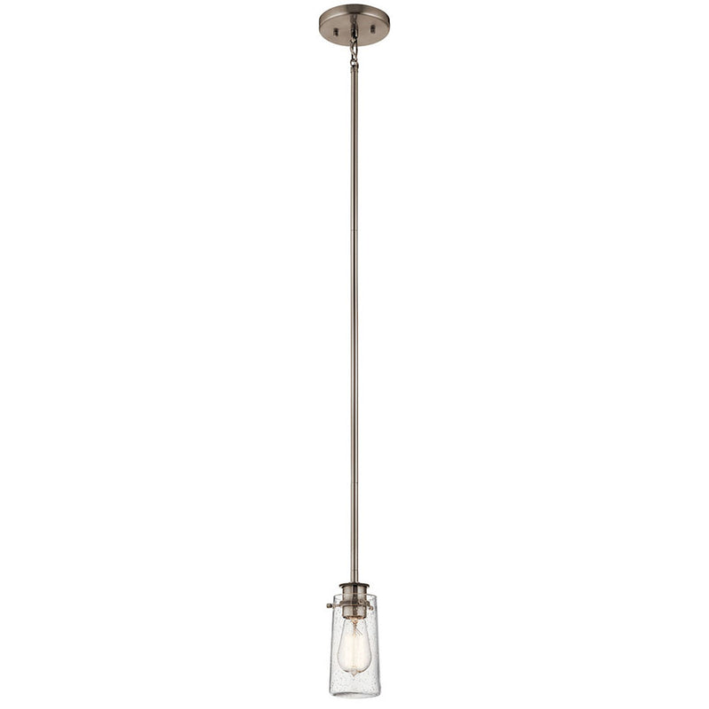 Kichler Braelyn 8.5" 1 Light Mini Pendant with Clear Seeded Glass Classic Pewter 43060CLP