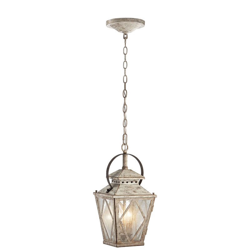 Kichler Hayman Bay 18" 2 Light Pendant Clear Seeded Glass Distressed Antique White 43258DAW